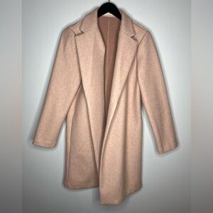 Impressions Blush Pink Open Front Collared Mid-Length Duster Jacket, M, Women